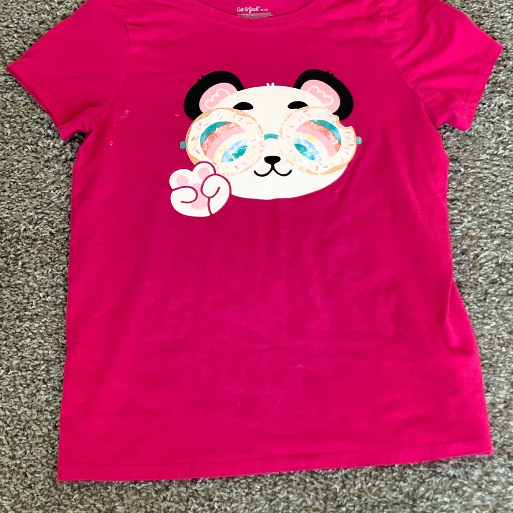 Cat & Jack Tween Girls Fuchsia Panda Graphic Tee
